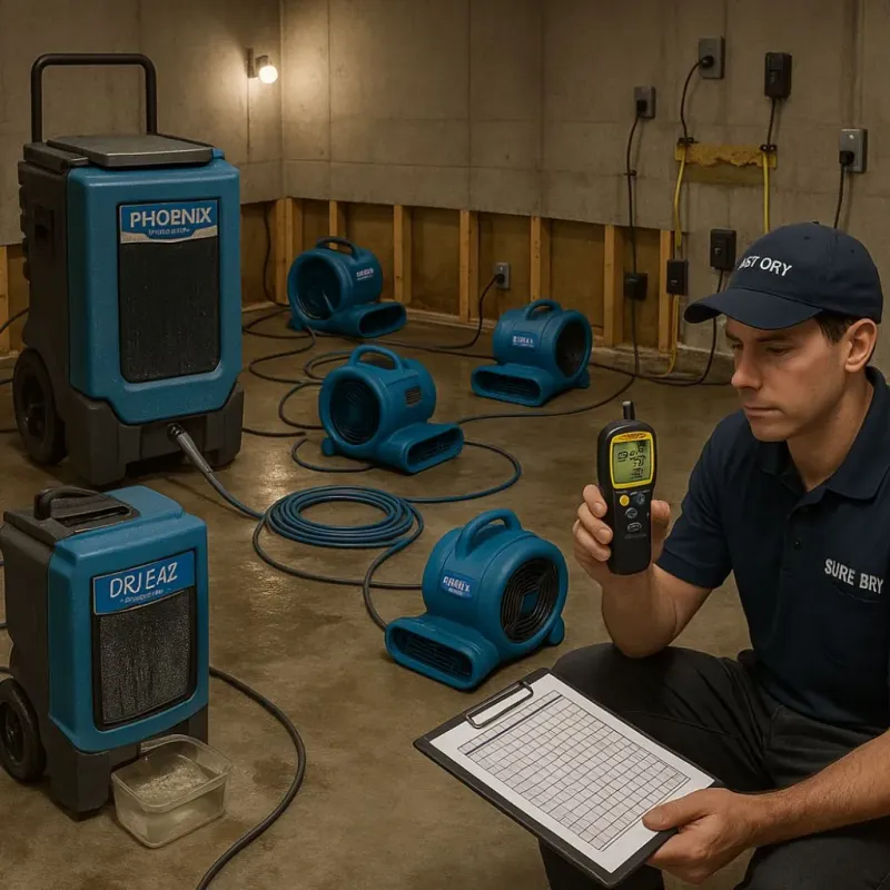 Structural Drying and Dehumidification process in Amidon, ND